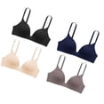 thumbnail image 3 of Sujetador push up sin costuras, ajustable, suave, transpirable, de color puro, para mujeres estudiantes, 4 piezas, color mezclado 36AB, 3 of 15