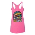 thumbnail image 3 of Funny Neon Sloth | Dean Russo Art Animal Lover Tri-Blend Racerback Sleeveless Top, Vintage Pink, M, 3 of 5