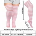 thumbnail image 2 of DOVACKA Plus Size Thigh High Socks for Women, Extra Long Knit Cotton Striped Over Knee Leg Warmers, Breathable Stretchy, Great for Halloween Costume & Cool Weather, 2 of 6