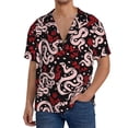 thumbnail image 3 of Xecao offers the Snake And Rose for Men's Casual Short-sleeved Shirt, a button-up collared shirt with a pocket, perfect for beach vacations and yacht travel in the Large size., 3 of 7