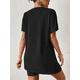 thumbnail image 4 of Conjunto de Dos Piezas de Corta para Mujer, con Camiseta Extragrande y Pantalones Cortos Estilo Biker, Color Negro Talla M, 4 of 7