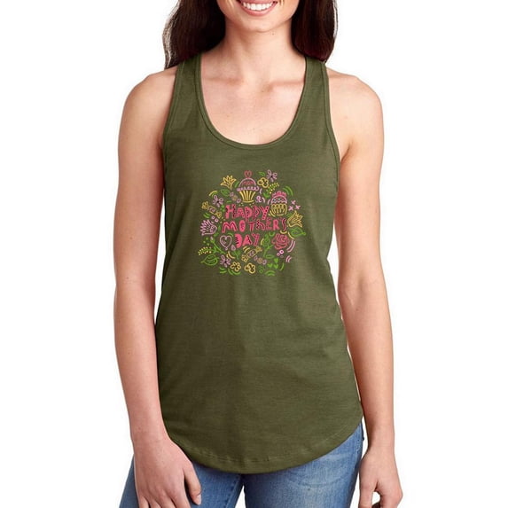 Mothers Day Lineart Cupcakes Racerback Tank Women -Image by Shutterstock, Female XX-Large