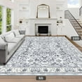 thumbnail image 3 of MJIAexp 8'x10' Moroccan Area Rug Washable Bedroom Rug Vintage Boho Area Rug Non-Slip Accent Throw Rug Stain Resistant Floor Carpet for Kitchen Entryway Living Room Office Floral Gray, 3 of 13