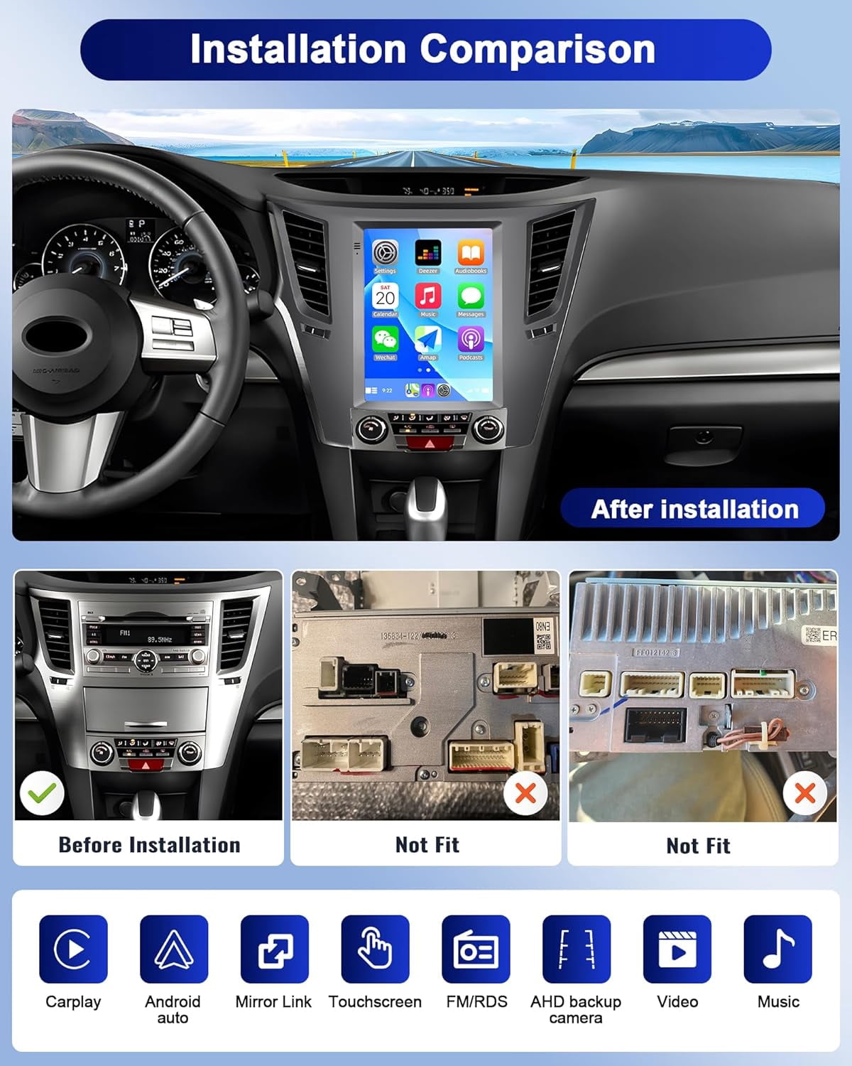 Podofo 4G64G Android 15 Car Stereo for Subaru Outback Legac
