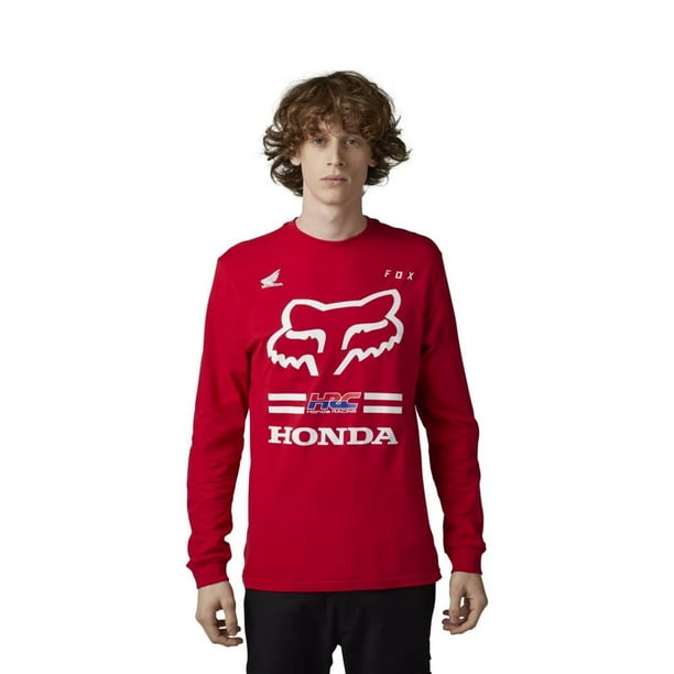 Fox Racing X Honda Premium Mens Long Sleeve T Shirt Flame Red LG Walmart Business Supplies