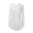 thumbnail image 4 of YONGHS Women's Rhinestone Figure Skating Dress Long Sleeves Spandex Gymnastics Leotard White M, 4 of 7