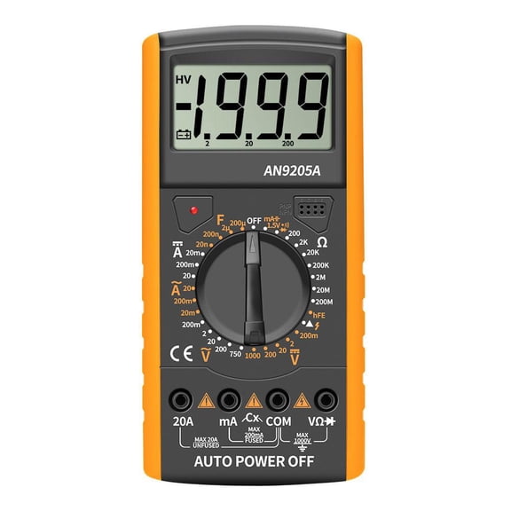 Digital Display Universal Meter DT9205A Automatic Multifunctional Electrical Voltage and Ammeter with Transistor Diode Tester Stand for Electronics Household Automotive DIY