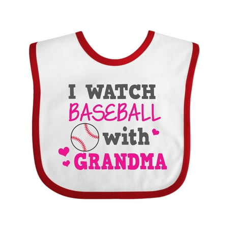 

Inktastic I Watch Baseball with My Grandma Gift Baby Girl Bib