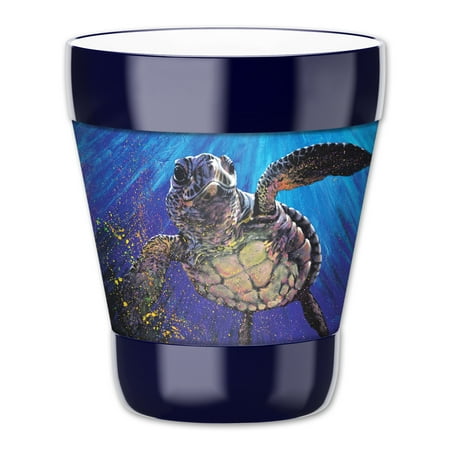 

Mugzie 12-Ounce Low Ball Tumbler Drink Cup with Removable Insulated Wetsuit Cover - Sea Turtle