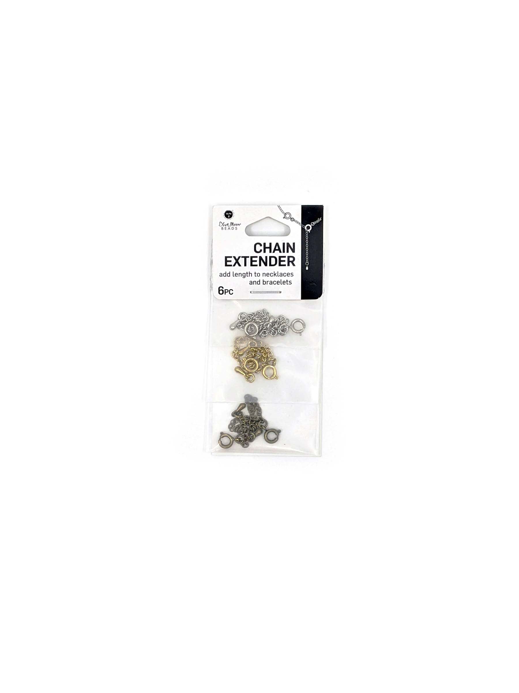 Blue Moon Beads Mixed Metal Chain Extenders for Jewelry Making, 6 Piece