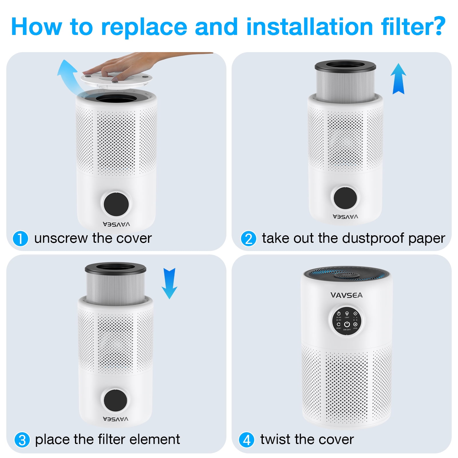VAVSEA Air Purifier for Home Large Room up to 1350 sq.ft, HEPA Air Filter for Allergies and Asthma with 20dB Sleep Mode, Air Cleaner for Dust, Pollen, Wildfire, Smoke