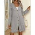 thumbnail image 2 of Women'S Open Front Lightweights Cardigan Long Sleeve Button Down Loose Outwear with Pockets Grey L, 2 of 7
