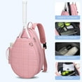 thumbnail image 3 of Quilted Tennis Backpack for 2 Rackets, Slim & Lightweight Waterproof Sling Bag for Tennis, Pickleball, Padel, Crossbody Sport Bag for Men & Women, 3 of 12