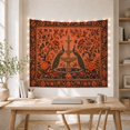 thumbnail image 5 of Peacocks at a Tiered Fountain in a Coral Garden, Serene Folk Art for Bird Lovers, Ornamental Garden Decor, Housewarming Gift, Tapestry Wall Hanging for Bedroom and Living Room, 5 of 7