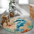 thumbnail image 5 of Brown Sea Seahorse Coastal Round Rug 3ft Washable Circle Entryway Rugs Non Slip Nautical Coral Ocean Vintage Area Rug Indoor Floor Carpet for Bedroom Kitchen Living Room Office Dining Room Nursery, 5 of 8