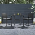 thumbnail image 2 of COSCO Outdoor Living 3 Piece High Top Bistro Patio Furniture Set, Black Wicker and Gray Cushion, 2 of 15