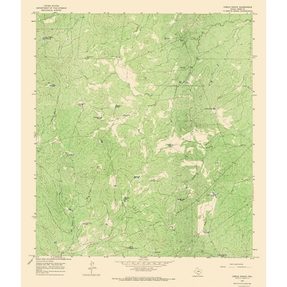 Topographical Map - Cibolo Ranch Texas Quad - USGS 1965 - Vintage Wall Art