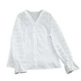 thumbnail image 5 of BLCHUNen Long Sleeve Shirts for Women Lace Button down Cardigan V Neck Trendy Blouses Breathable Sleep Nightwear Casual Pajama, 5 of 9