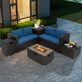thumbnail image 4 of Costway 6PCS Patio Rattan Furniture Set 32" Fire Pit Table Tank Holder with Cover Navy, 4 of 10