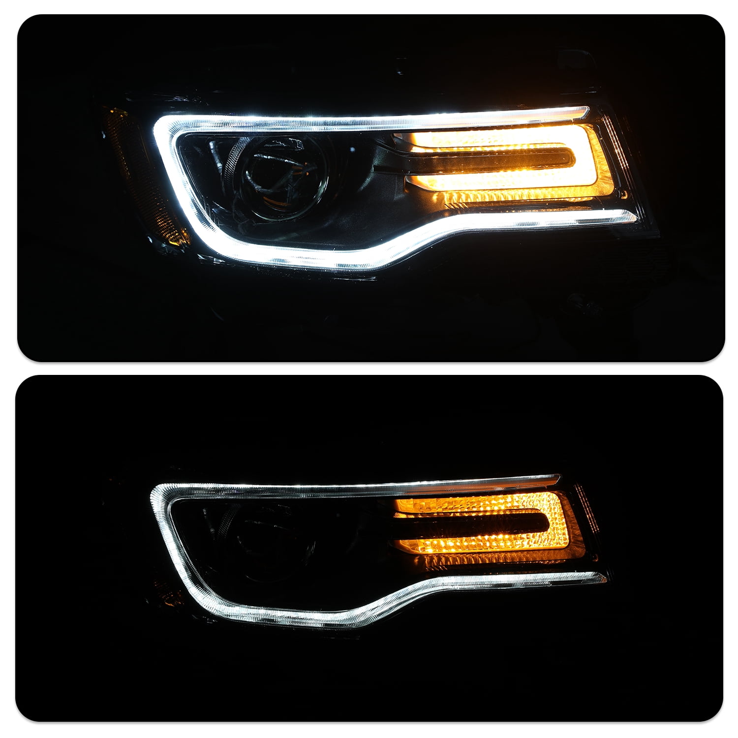 Black Headlights For 2014-2021 Jeep Grand Cherokee w/Bulbs&Ballast HID Lamp LH/RH