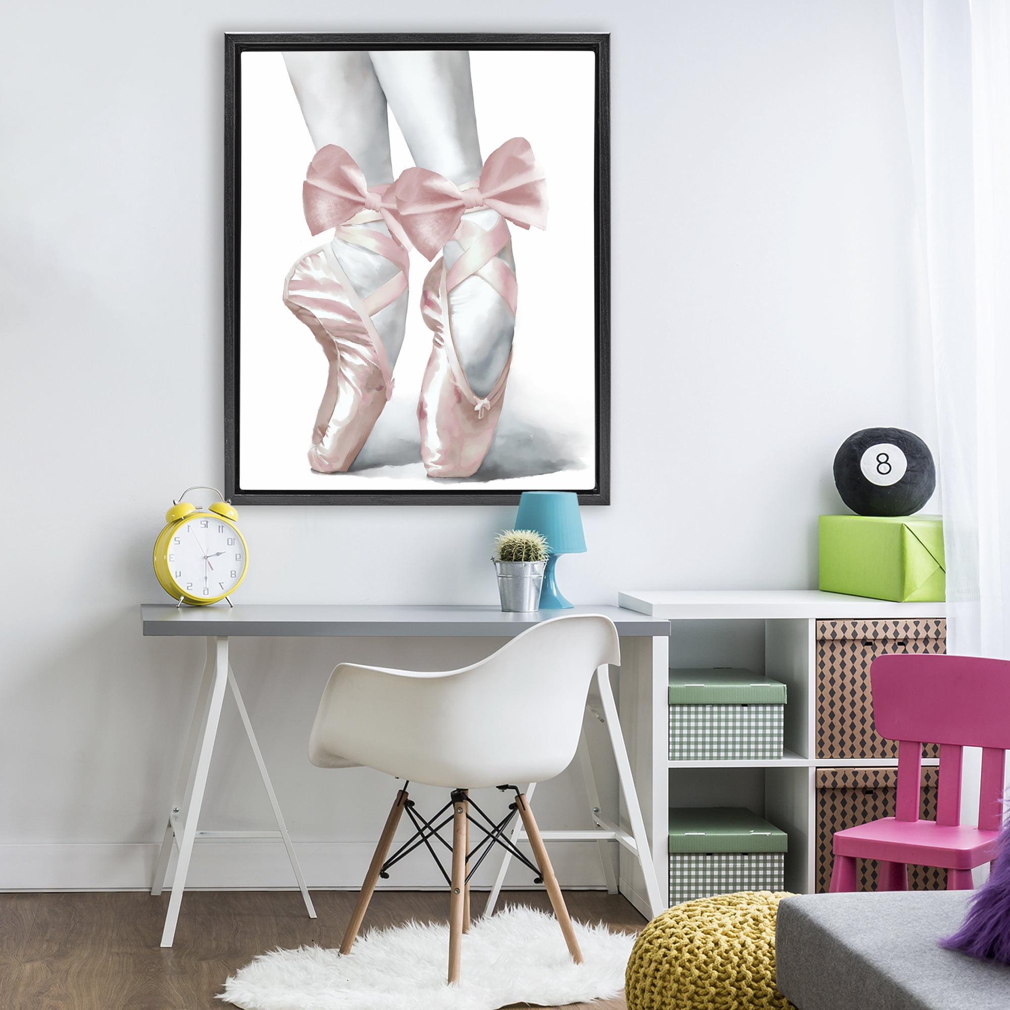 Stupell Industries Ballet Pointe Shoes Black Framed Floater Canvas Wall Art, design by Elizabeth Medley