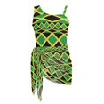 thumbnail image 6 of Whosucclay Jamaican Flag Inspired Geometric Diamond Pattern Girls One Piece Swimsuit, Padded Adjustable Straps One Piece Swimsuit Set with Mesh Cover Up for Swimming, 11-12 Years Old, 6 of 10