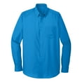 thumbnail image 5 of Mens Long Sleeve Professional Uniform Carefree Cotton/Polyester Poplin Shirt Coastal Blue 3X-Large, 5 of 6