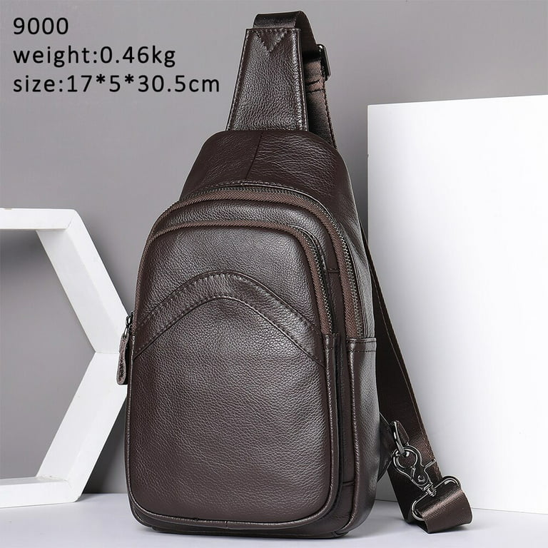 Men Bag Genuine Leather Triangle Chest Bag Brand Shoulder Bag