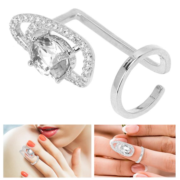 Women Fingernails , Rhinestone Finger Nail Rings, Nail Decoration Tip, Nail Art Finger Tip For Women And Girls