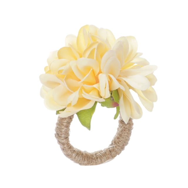 maskred 6 Pieces Artificial Flower Napkin Ring Linen Removable Reusable Colorful Indoor Festival Ornamental Rings Decor Champagne 1Set