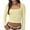 Yellow, variant on Women's Y2K Cropped Slim Fit U-Neck Long Sleeve Knit T-Shirt, Two Tone Striped Design Stretchy Comfortable Top for Casual Wear, Daily Outfits and Retro Fashion Style Black L