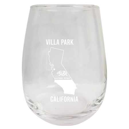 

Villa Park California Souvenir 9 Ounce Laser Engraved Stemless Wine Glass State Flag Design 2-Pack