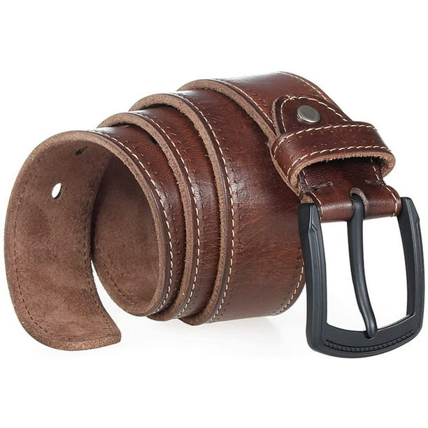 Men Black Solid Genuine Leather Belt