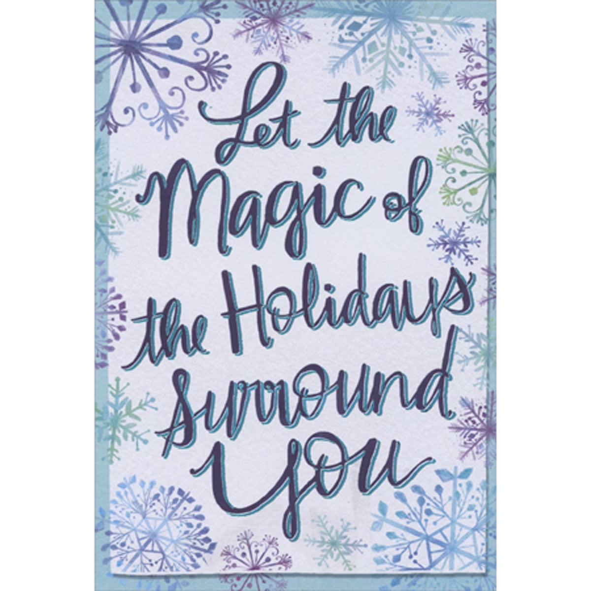Designer Greetings Let the Magic of the Holidays Surround You: Snowflake Bordered Package of 8 Holiday Cards
