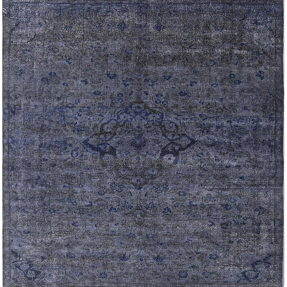 Ahgly Company Indoor Square Mid-Century Modern Slate Blue Grey Blue Area Rugs, 7' Square