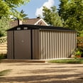 thumbnail image 2 of Patiowell 8' x 12' Metal Storage Shed, Lockable Steel Garden Shed for Outdoor Tools & Utility, Brown, 2 of 9
