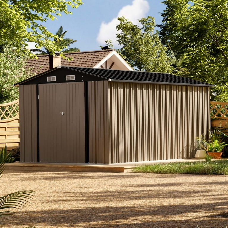 Patiowell 8' x 12' Metal Storage Shed, Lockable Steel Garden Shed