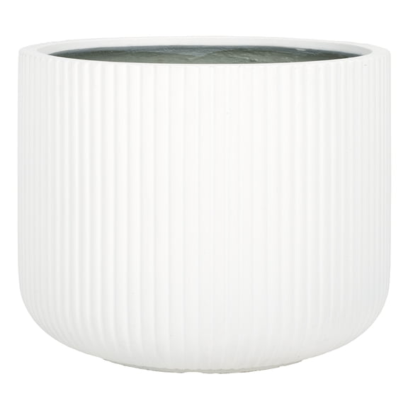 SAFAVIEH Lucca 23" x 23" x 18" Cylinder White Ficonstone Solid Plant Pot