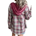thumbnail image 5 of Hibeli Plaid Flannel Shirts for Women Long Sleeves Hooded Button Down Shirt Blouse, 5 of 5