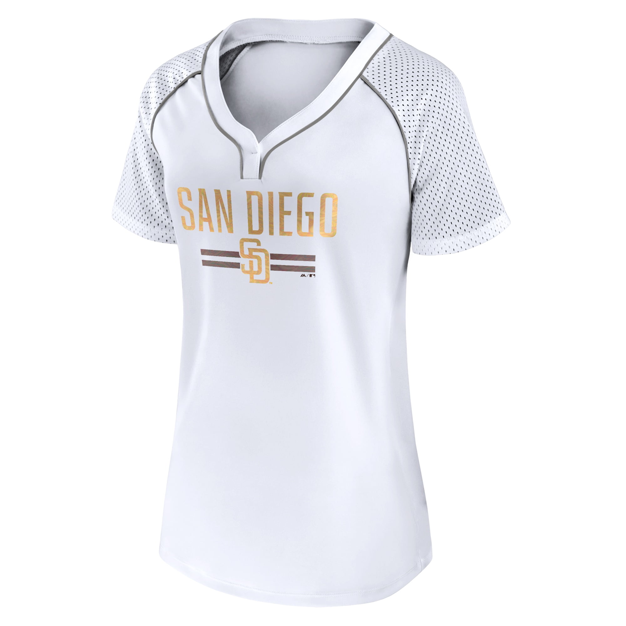 Women's Fanatics Branded White San Diego Padres Dugout Tie Front V-Neck  Jersey 