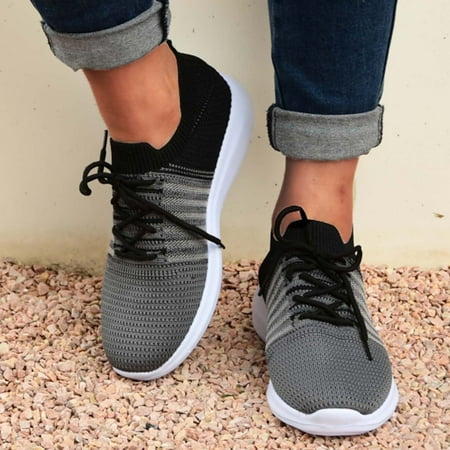 

XIAQUJ Women Trainers Athletic Running Shoes Sport Walking Sneakers Lightweight Tennis Shoes Women s Fashion Sneakers Grey 7.5(39)