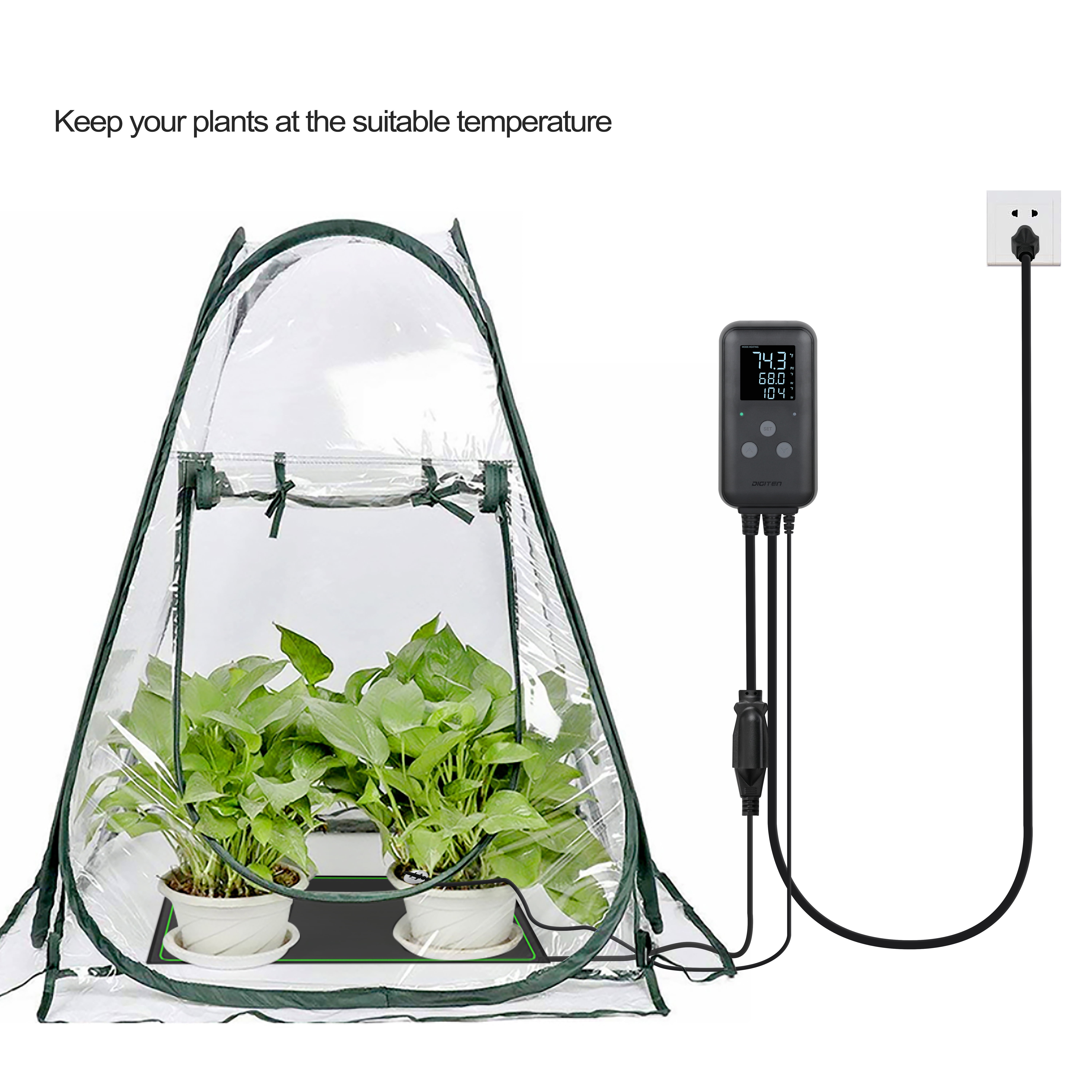 DIGITEN Waterproof Temperature Controller DTC310 Digital Temperature Controller Aquarium Temperature Controller Greenhouse Thermostat for Heater 10A Outdoor Heat Mat Thermostat Controller for Seedling