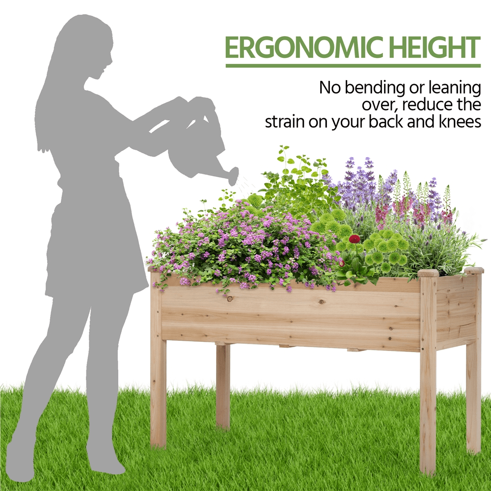 Wood Garden Bed Rectangle Raised Planters Planter Box Plants Vegetables Flowers Herbs Elevated Planter for Garden/House/Yard