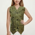 thumbnail image 2 of Diufon Girls Sparkly Jackets Sleeveless Button Down Plaid Glitte Party Vest Tendy Performance Dance Coat for Teen, 2 of 4