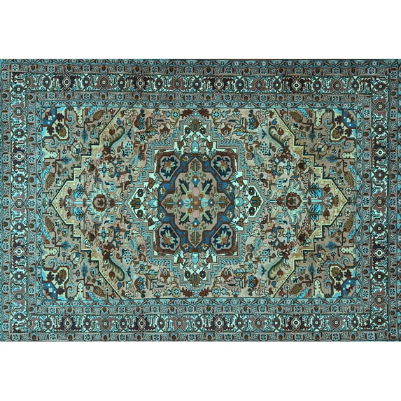 Ahgly Company Indoor Rectangle Persian Light Blue Traditional Area Rugs, 5' x 8'