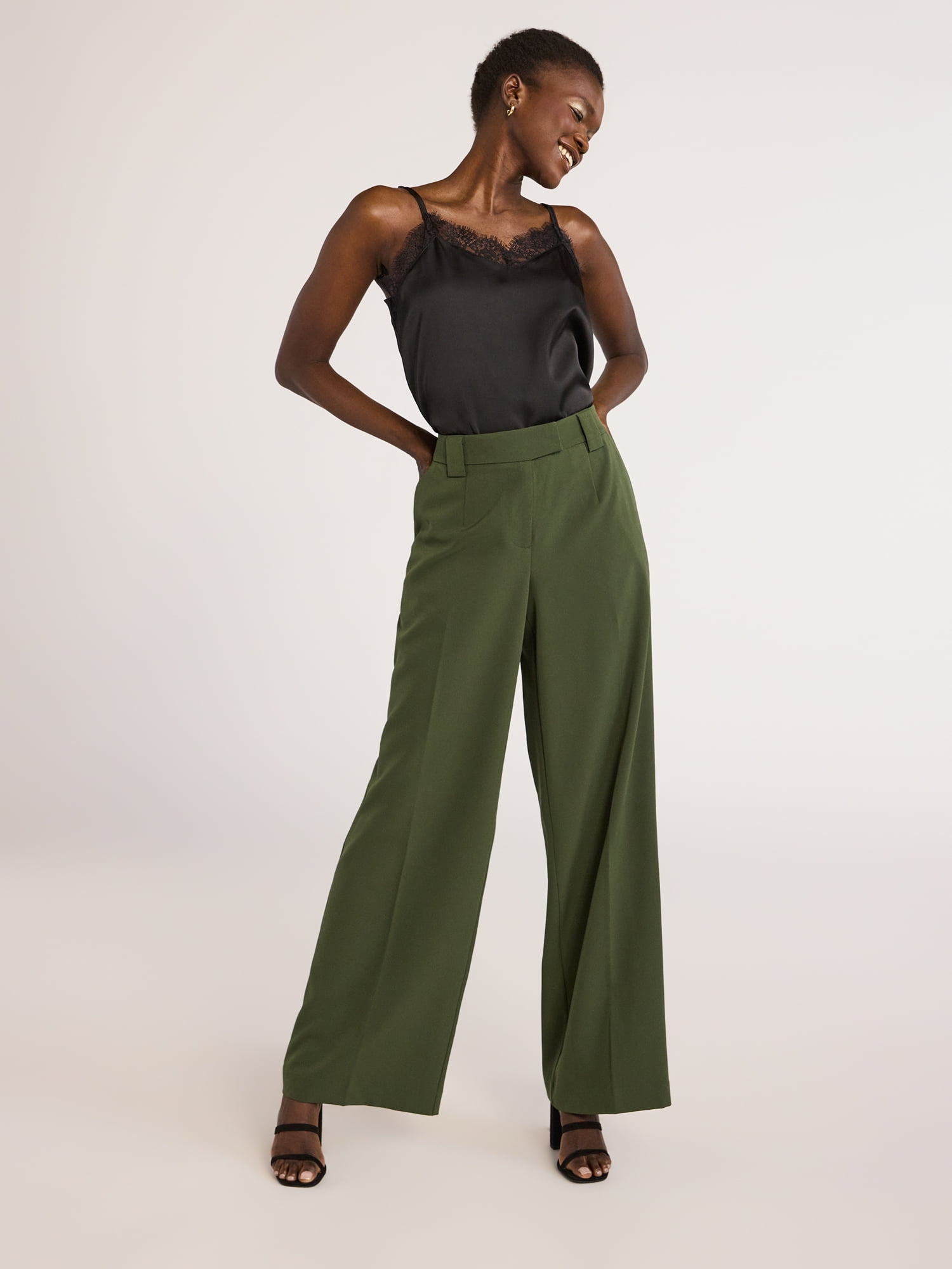R13 Women's Wide Leg Utility Pants, Olive, Green, 24 at