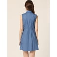 thumbnail image 3 of Vestido Camisero Sin Mangas Con Cinturón Y Lunares Para Mujer Azul S, 3 of 6