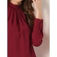 thumbnail image 5 of DARING DIVA Chiffon Blouse for Women's Long Sleeve Work Shirt L Dark Red, 5 of 6