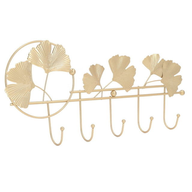 Wall Coat Rack Mounted Backpack Hanger Hook Ginkgo Leaf Design Simple Elegant Style Wide Application for Clothes Hat Keys