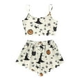 thumbnail image 5 of Tnhcen Women's Halloween Ghost Print Pajama Set Cami Top Elastic Waist Shorts 2-Piece Sleepwear S-2XL Khaki, 5 of 5